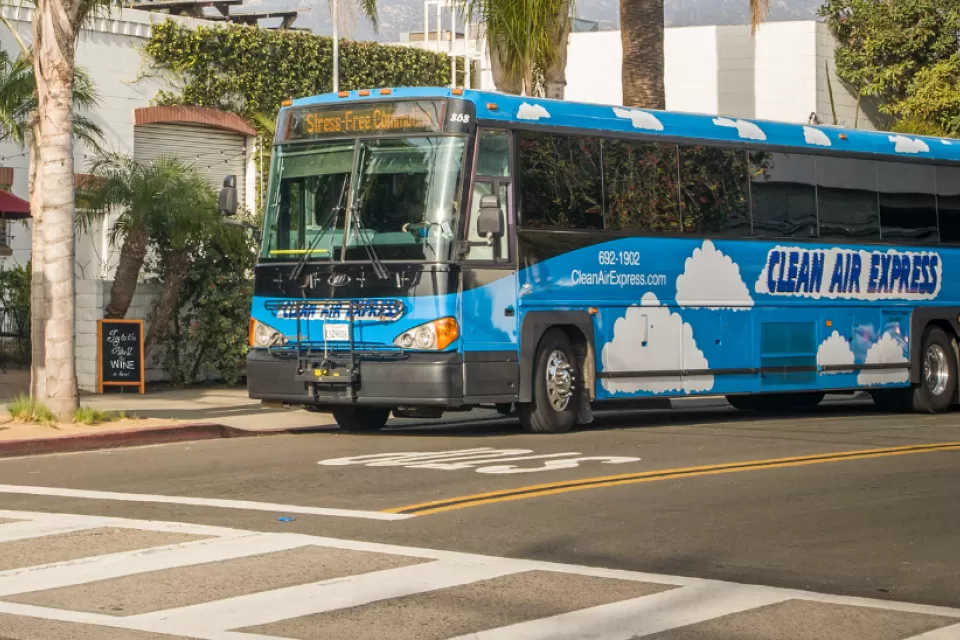 Clean Air Express bus in downtown Santa Barbara